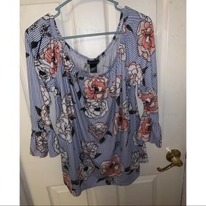 Striped-Floral off the shoulder top